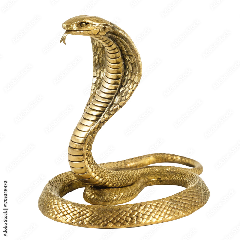 Fototapeta premium Gold Snake Statue isolated on transparent background