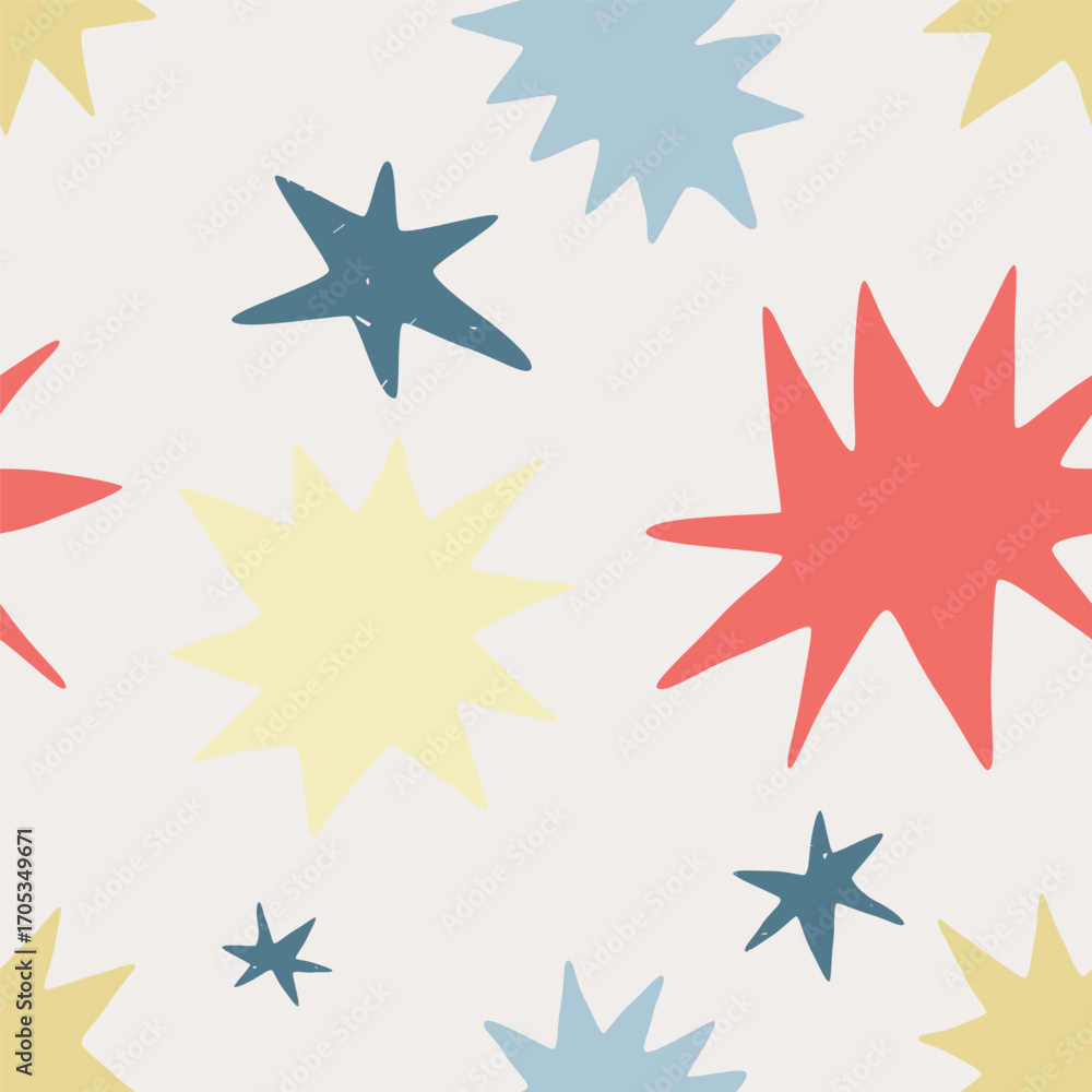 Obraz premium Hand Drawn Stars Repeatable Pattern Modern Vintage Vector Endless Design