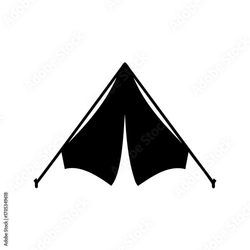 Simple black and white image of a basic camping tent structure