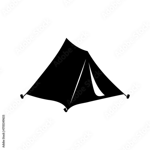 Camping tent silhouette representing outdoor adventure and recreational activities in nature