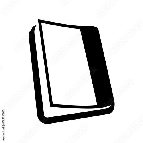 Stylized monochrome image of an open book with white pages illustration