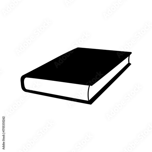 Black and white illustration of a closed book lying on its side
