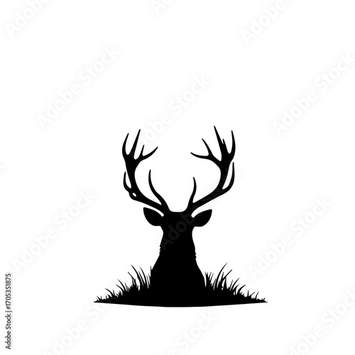 deer head silhouette, deer, animal, vector, reindeer, illustration, silhouette, wild, antler, mammal, nature, stag, head, wildlife, buck, antlers ,cartoon, elk, horn, horns, design, brown, hunting, cu