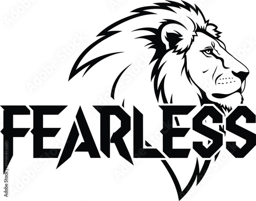 Fearless Typography with Lion Head Vector Graphic for Strength