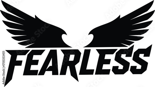 Fearless Typography with Wings Vector Graphic - Bold and Powerful