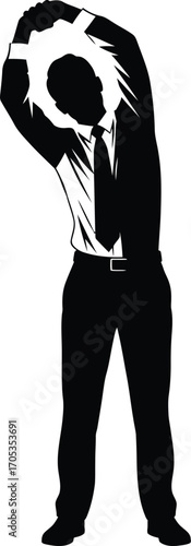 Stressed Businessman Overwhelmed with Deadline - Vector Graphic