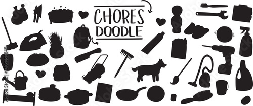 chores doodle icons, home tasks doodle, work task doodle pack, cartoon house chores, house care doodle, doodle cleaning pack, drawn chores artwork, household chore doodle, minimal task art doodle, ico