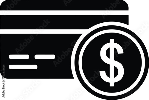 Credit Card with Dollar Coin Payment Vector Icon for Finance