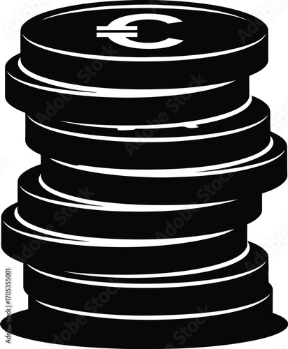 Stack of Euro Coins Financial Icon