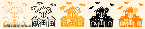 Haunted House Icon Set Multiple Style Collection