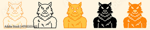 Werewolf Icon Set Multiple Style Collection