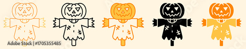 Scarecrow Icon Set Multiple Style Collection