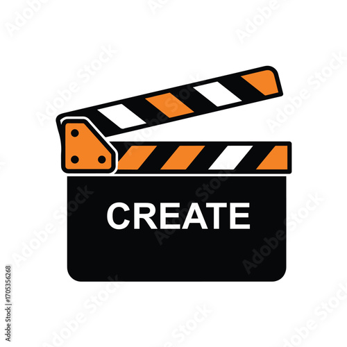 Vector art of a clapperboard with the word create is shown