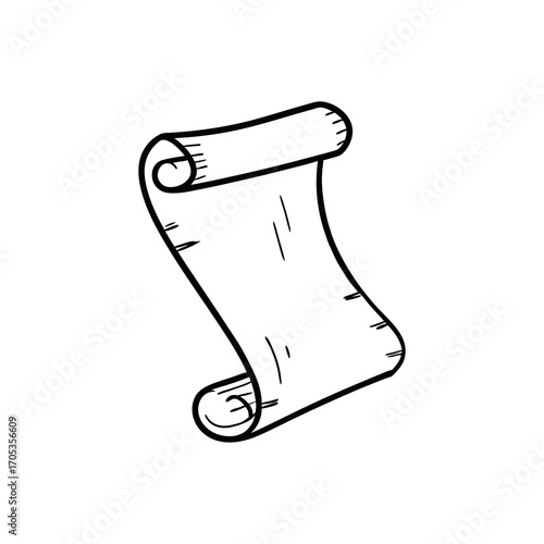 Ilustración de dibujado a mano de vector de pergaminos antiguos en estilo vintage grabado aislado sobre fondo blanco
