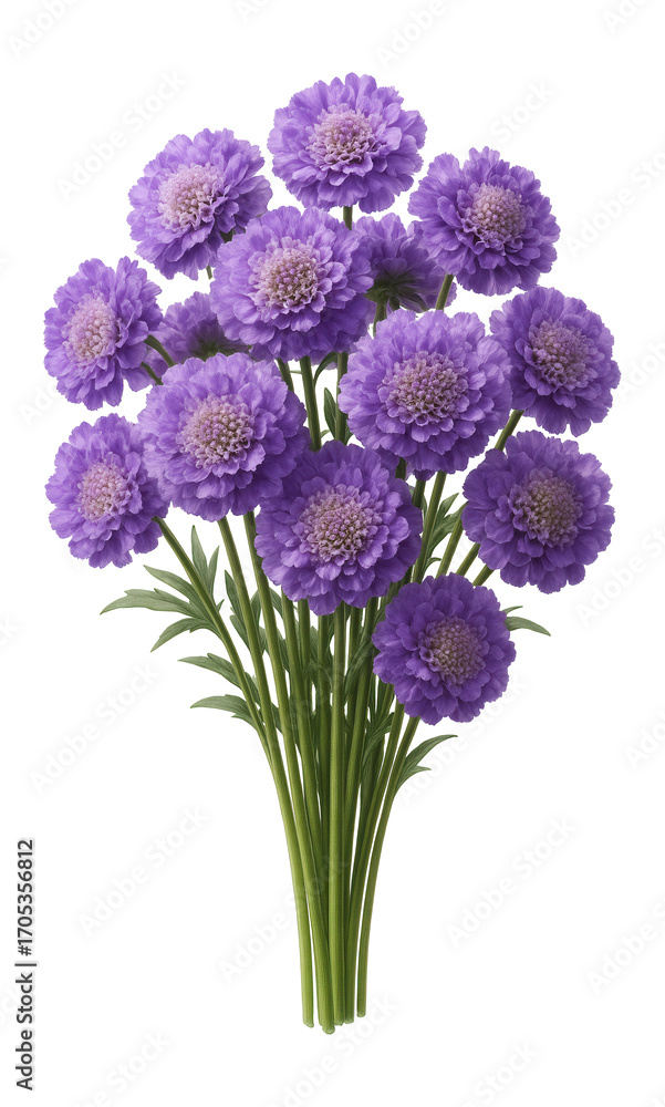 Fototapeta premium Scabiosa bouquet with pincushion-shaped purple flowers
