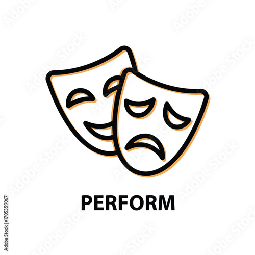 Vector art of two theatrical masks representing comedy and tragedy