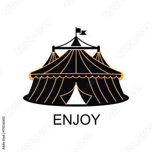 Illustration of a circus tent with flag