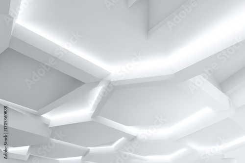 Wallpaper Mural Abstract White Architectural Interior with LED Lighting Torontodigital.ca