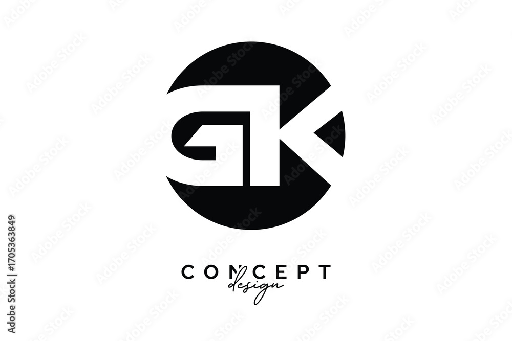Obraz premium GK Creative Negative Space Circle Monogram Logo Design