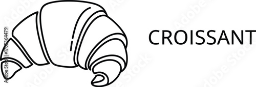 Hand-drawn croissant, a delicious pastry with flaky layers