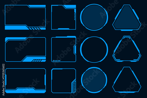 HUD interface screen futuristic digital contol panel blue frame technology