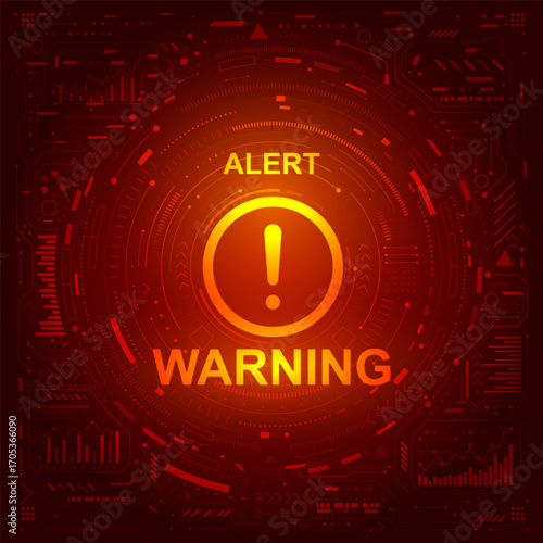 Digital Red Interface Warning Icon Vector Illustration for Technology and Alert Design