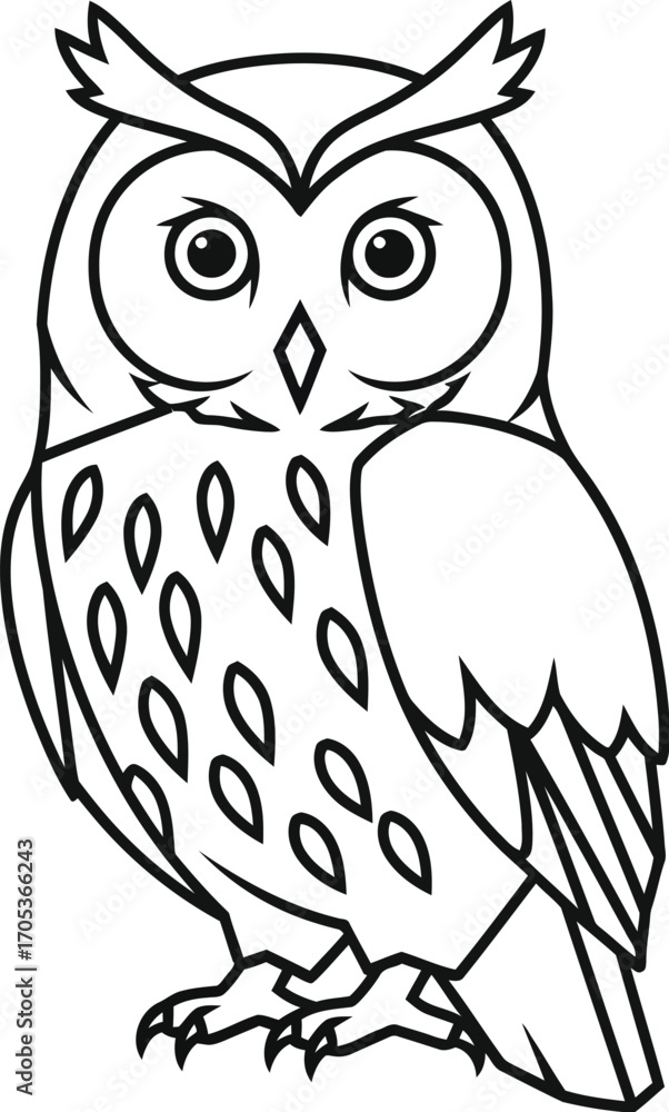 Fototapeta premium Illustration of an owl, with large eyes