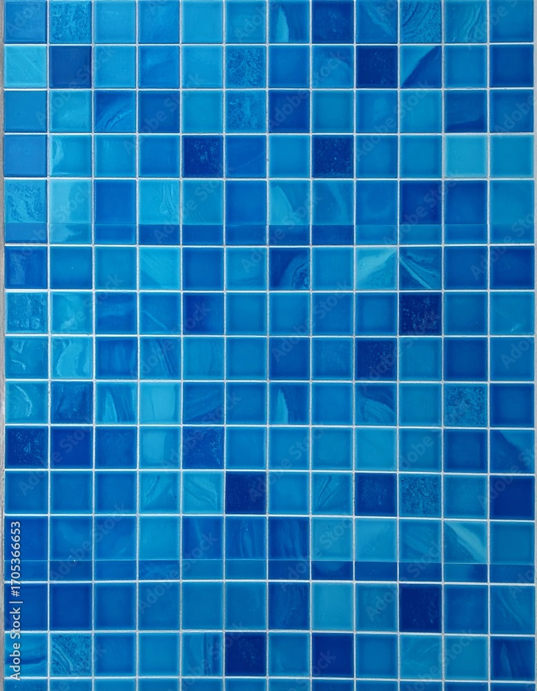 Fototapeta premium A blue mosaic tile pattern forms a striking and seamless digital design