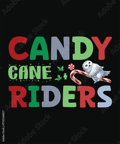 Candy cane riders Christmas design with owl and candy cane