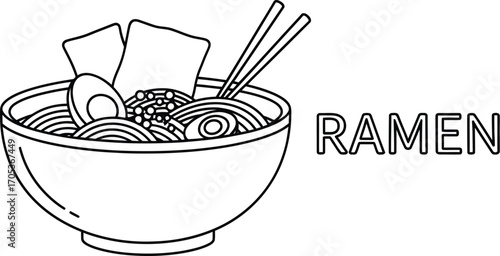 Bowl of delicious ramen with egg, meat, and noodles, a tasty and comforting meal