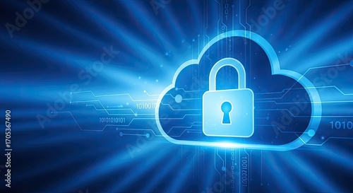 Secure Cloud Computing Technology and Data Protection Concept.