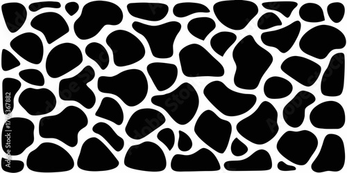 Black and white abstract organic shapes pattern background with irregular blobs