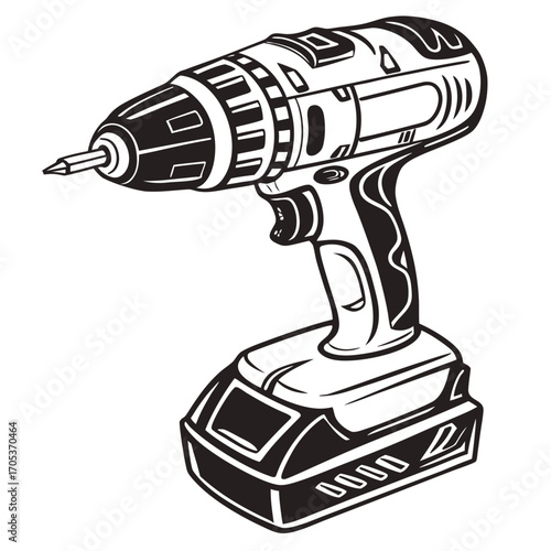 vector illustration of a drill