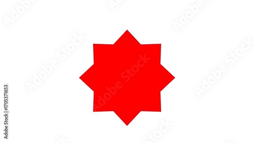 Red Eight-Point Star Shape, isolated on white background