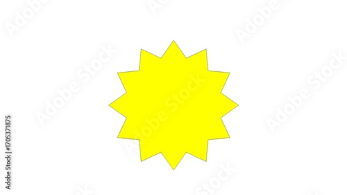 Yellow Burst Star Shape, isolated on white background