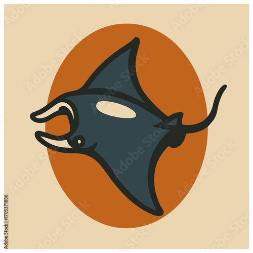 Orca killer whale portrait in oval