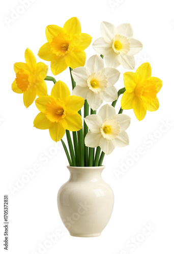 Wallpaper Mural Arrangement of yellow and white daffodils in a ceramic vase Torontodigital.ca