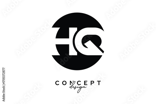 HQ Creative Negative Space Circle Monogram Logo Design