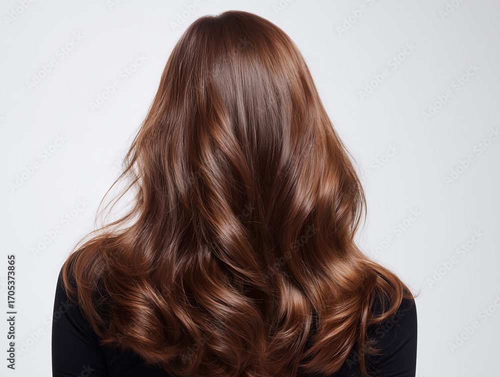 Naklejka premium 艶やかで美しいロングヘアスタイルを後ろから見た女性の髪