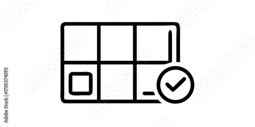 Parcel locker with confirmed delivery line art icon
