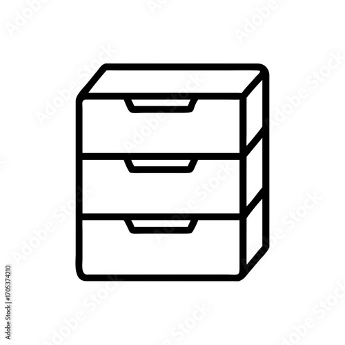 Storage cabinet with drawers line art icon
