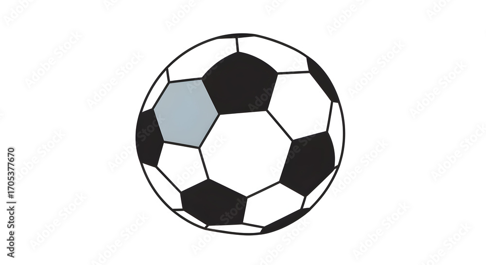 Obraz premium Classic soccer ball design with black and white panels perfect for sports illustrations and designs emphasizing teamwork and athletic competition