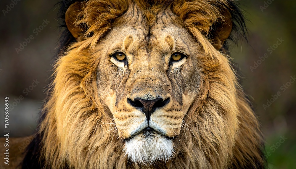 Obraz premium Majestic Lion Portrait - A Close-Up of Regal Beauty and Power.