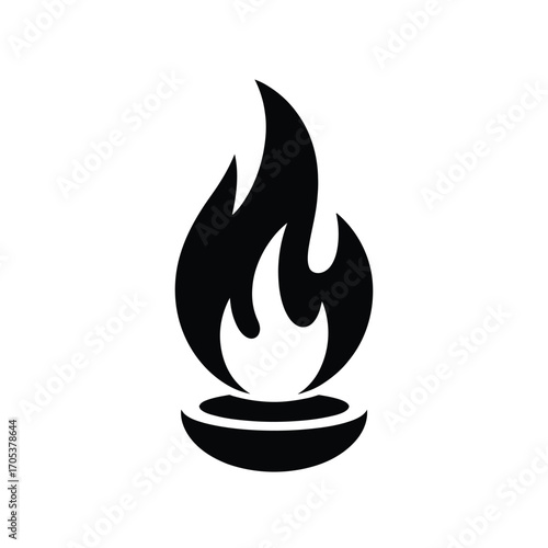 Clean vector illustration of a stylized eternal flame in black outline, symbolizing remembrance, strength, and enduring tribute