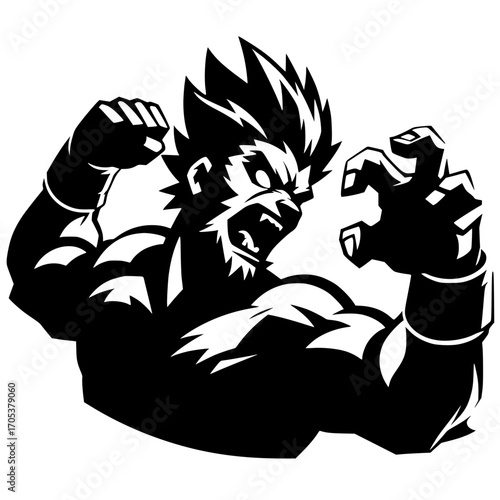 Silueta de retrato de hombre lobo