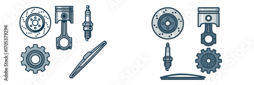 Car engine parts and automotive components collection