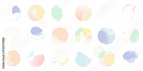 Collection of abstract watercolor circles and blobs with subtle textures and gradients