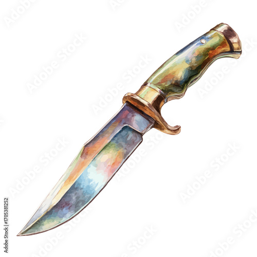 Knife, watercolor illustration vector, isolated on a white background.