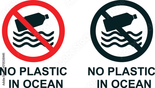 No Plastic in Ocean Signs pollution environment