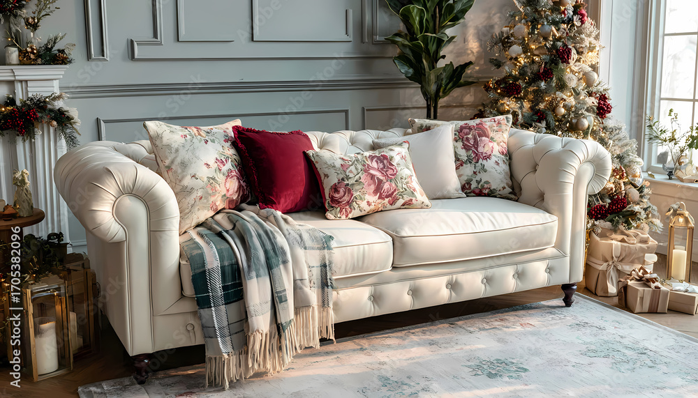 Obraz premium Winter Colorful Interior Design Mockup – Vibrant and Stylish Home Decor 